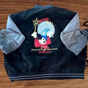 🍁 Y2K Disney World Cast Member  Mickey Suede Letterman 2XL Jacket -RARE- 🍁